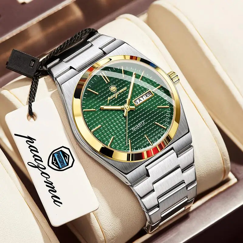 Voltex Classic Summer Watch - Stainless Steel - Textured Dial - Day Date Complication - By Paazomu
