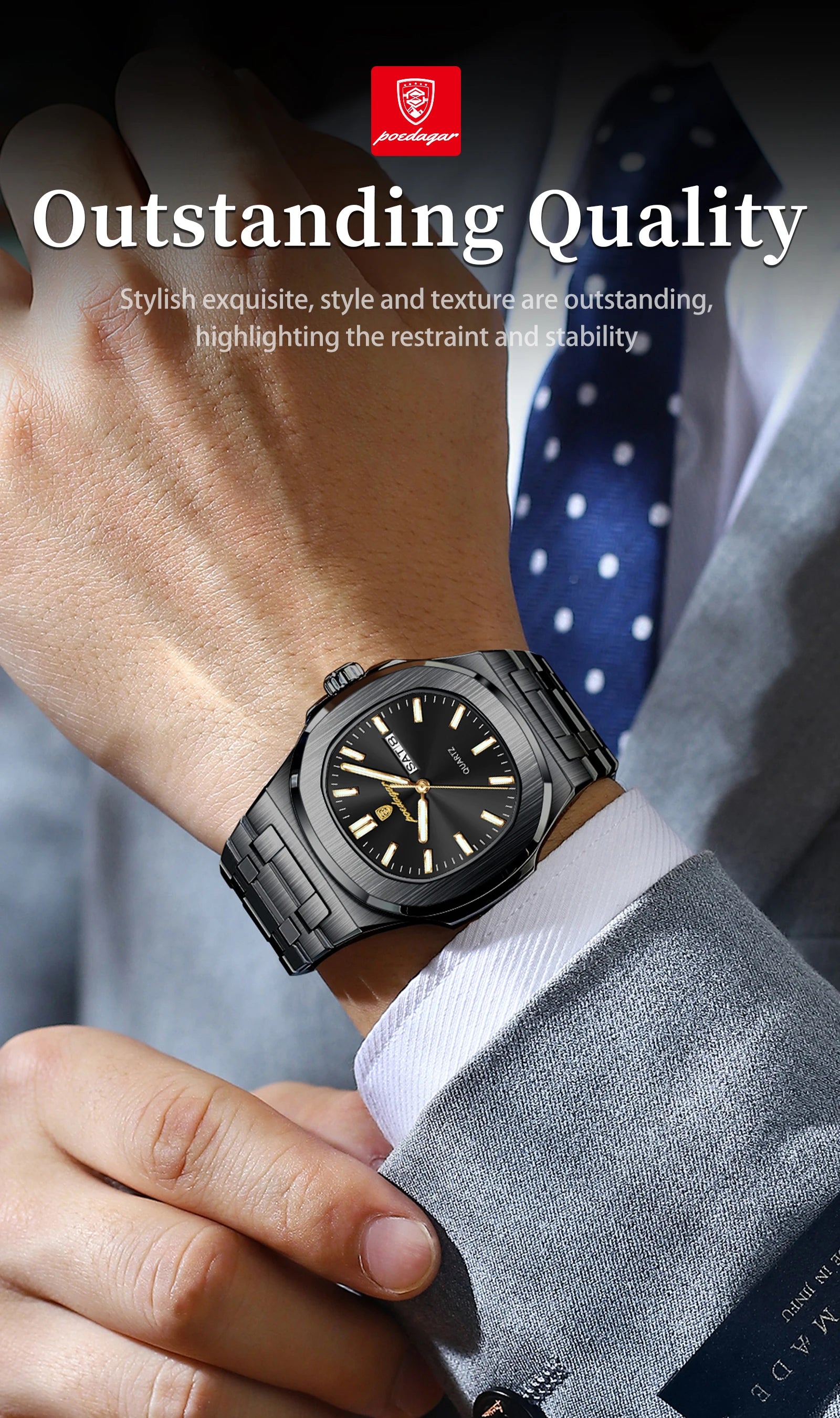 Voltex Classic Square Watch – Bold Design, Waterproof, Luminous