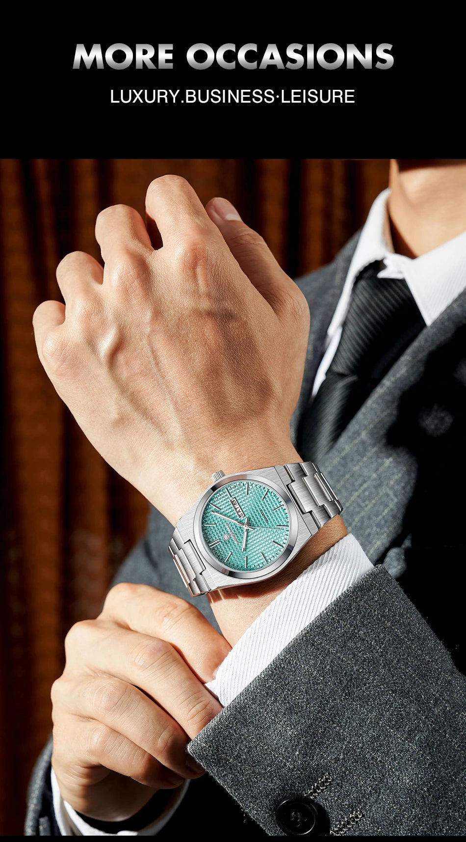 Voltex Classic Summer Watch - Stainless Steel - Textured Dial - Day Date Complication - By Paazomu