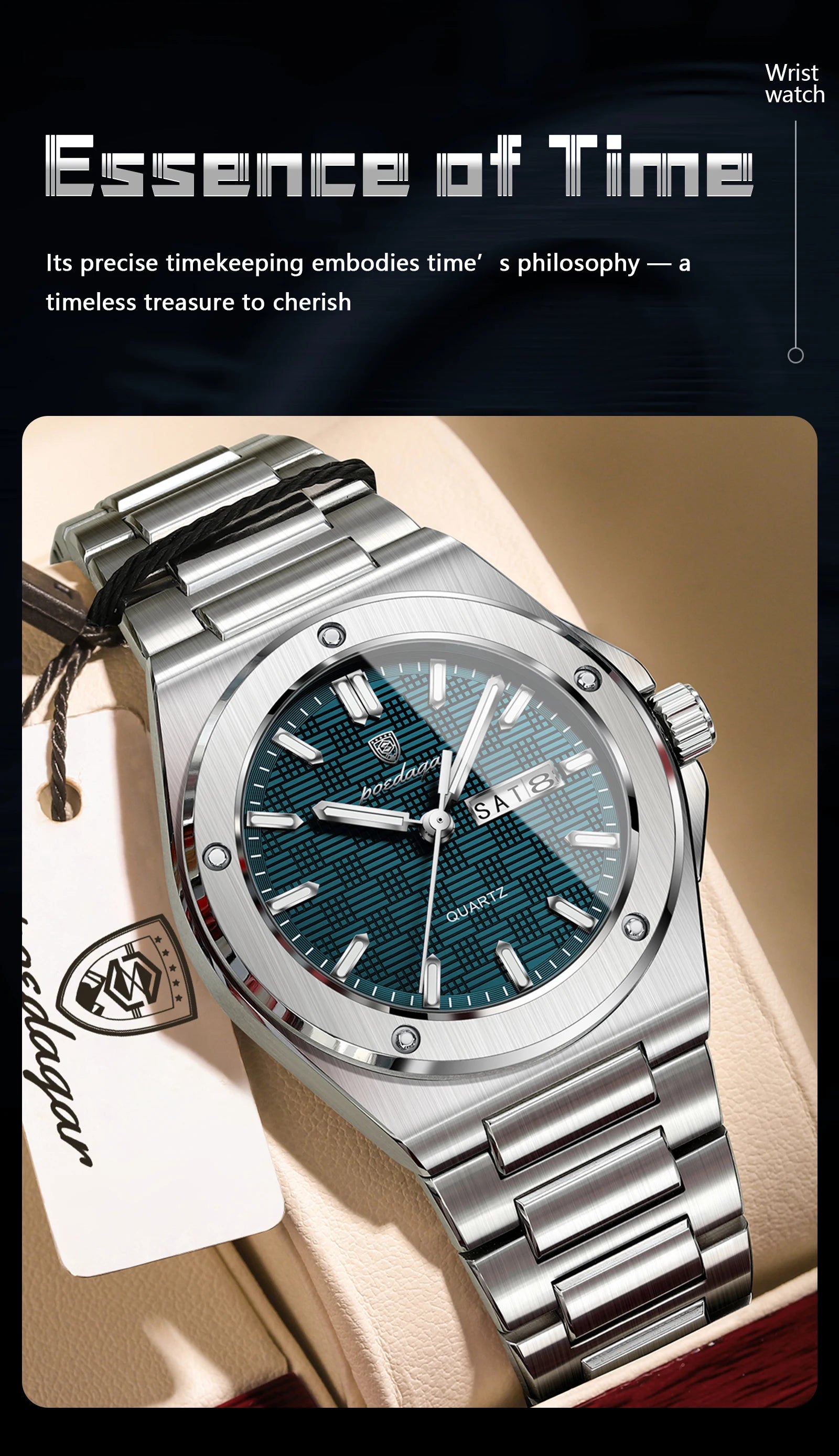 Voltex Elite Quartz Watch – Luxury Dial, Luminous, Waterproof