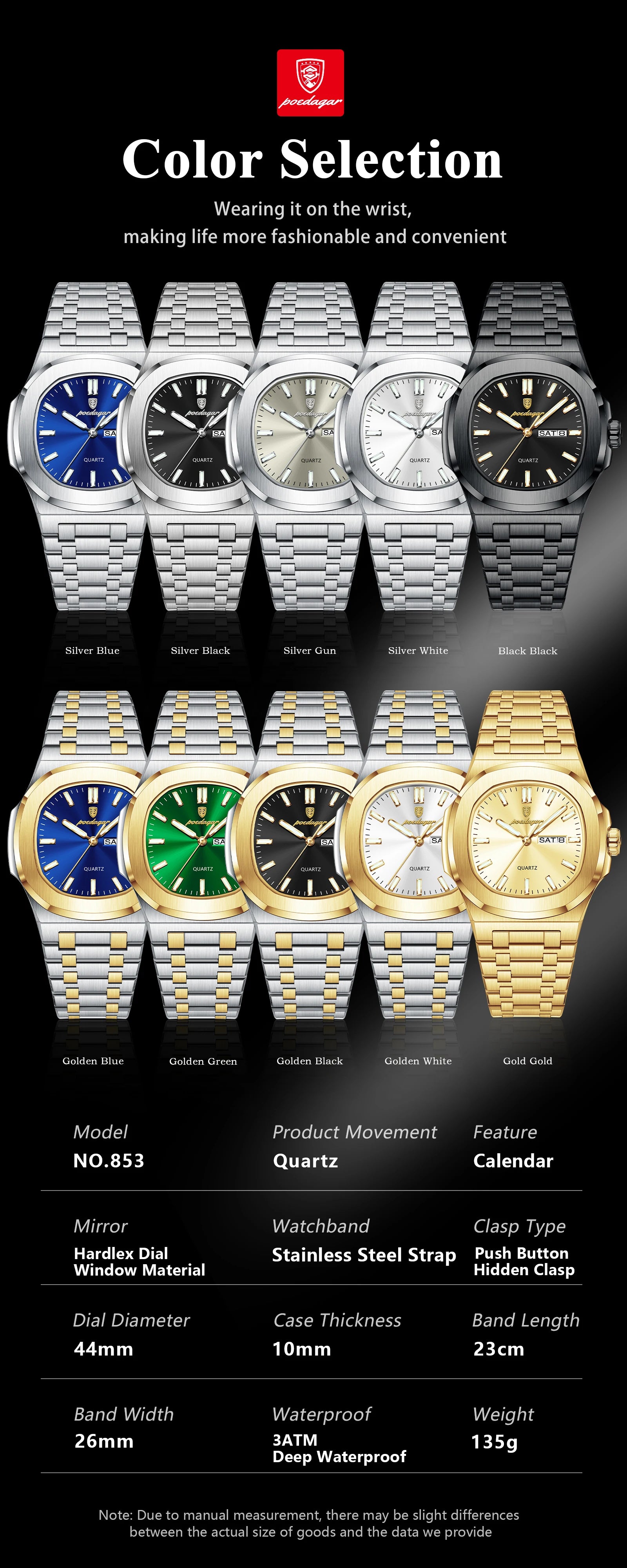 Voltex Classic Square Watch – Bold Design, Waterproof, Luminous