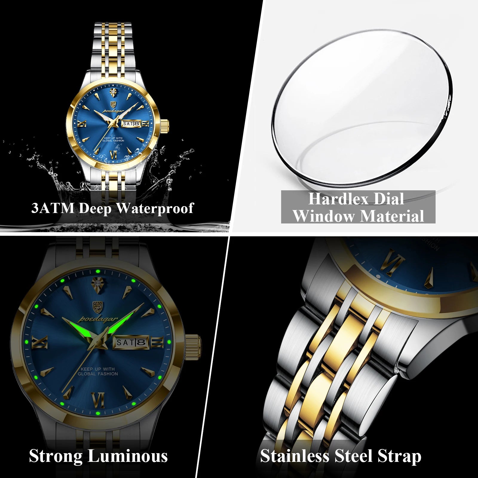 Voltex Lumière Ladies Watch – Date Display, Waterproof, Stainless Steel