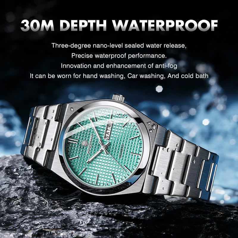 Voltex Classic Summer Watch - Stainless Steel - Textured Dial - Day Date Complication - By Paazomu