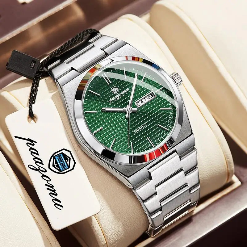 Voltex Classic Summer Watch - Stainless Steel - Textured Dial - Day Date Complication - By Paazomu