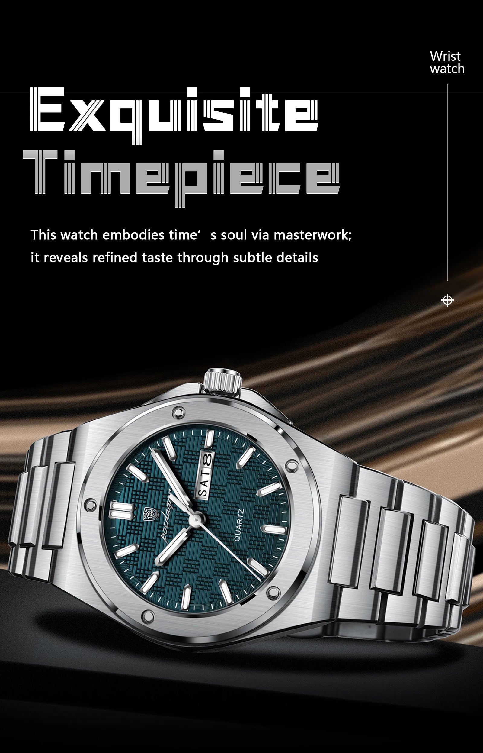 Voltex Elite Quartz Watch – Luxury Dial, Luminous, Waterproof