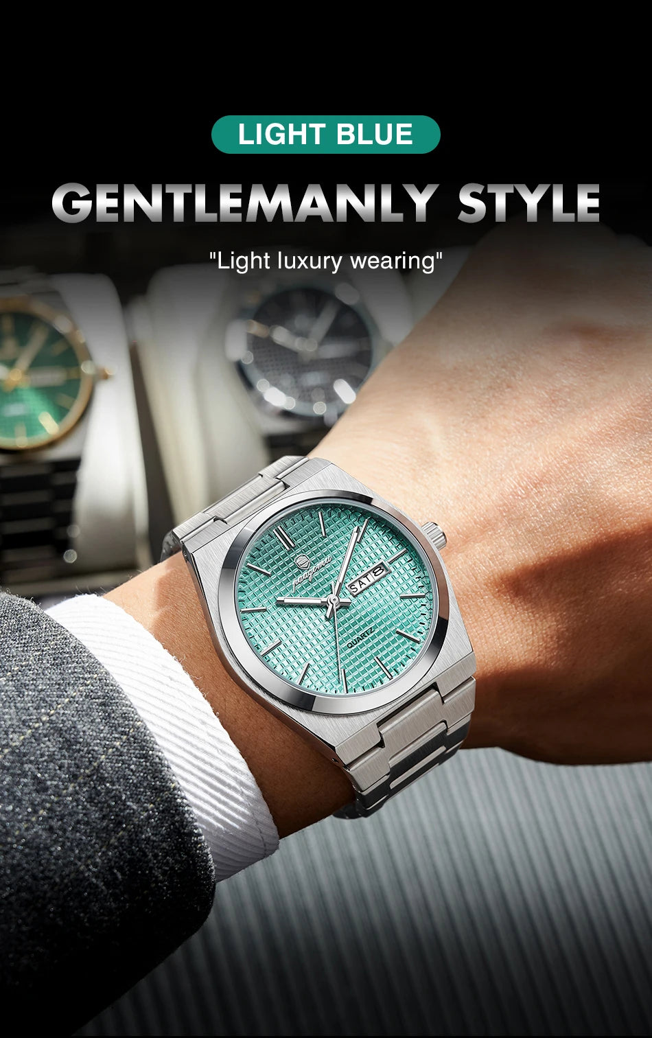 Voltex Classic Summer Watch - Stainless Steel - Textured Dial - Day Date Complication - By Paazomu