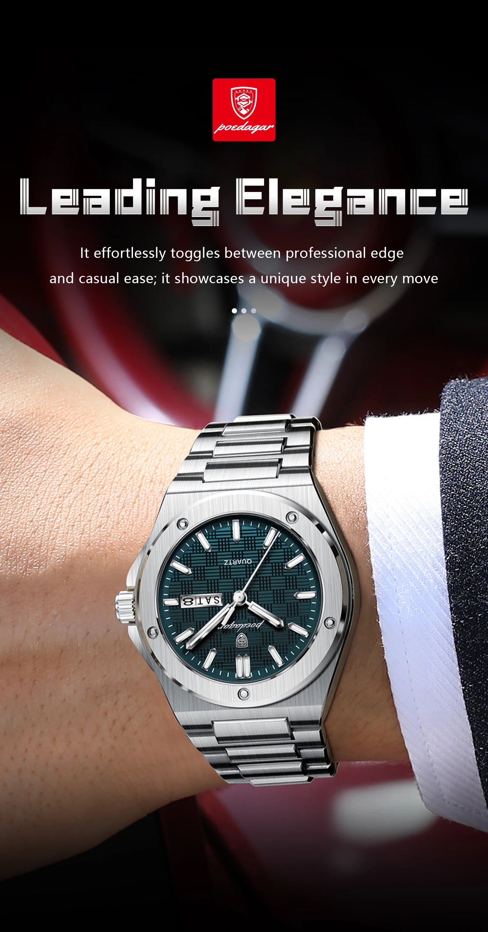 Voltex Elite Quartz Watch – Luxury Dial, Luminous, Waterproof