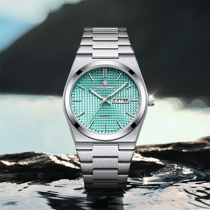 Voltex Classic Summer Watch - Stainless Steel - Textured Dial - Day Date Complication - By Paazomu