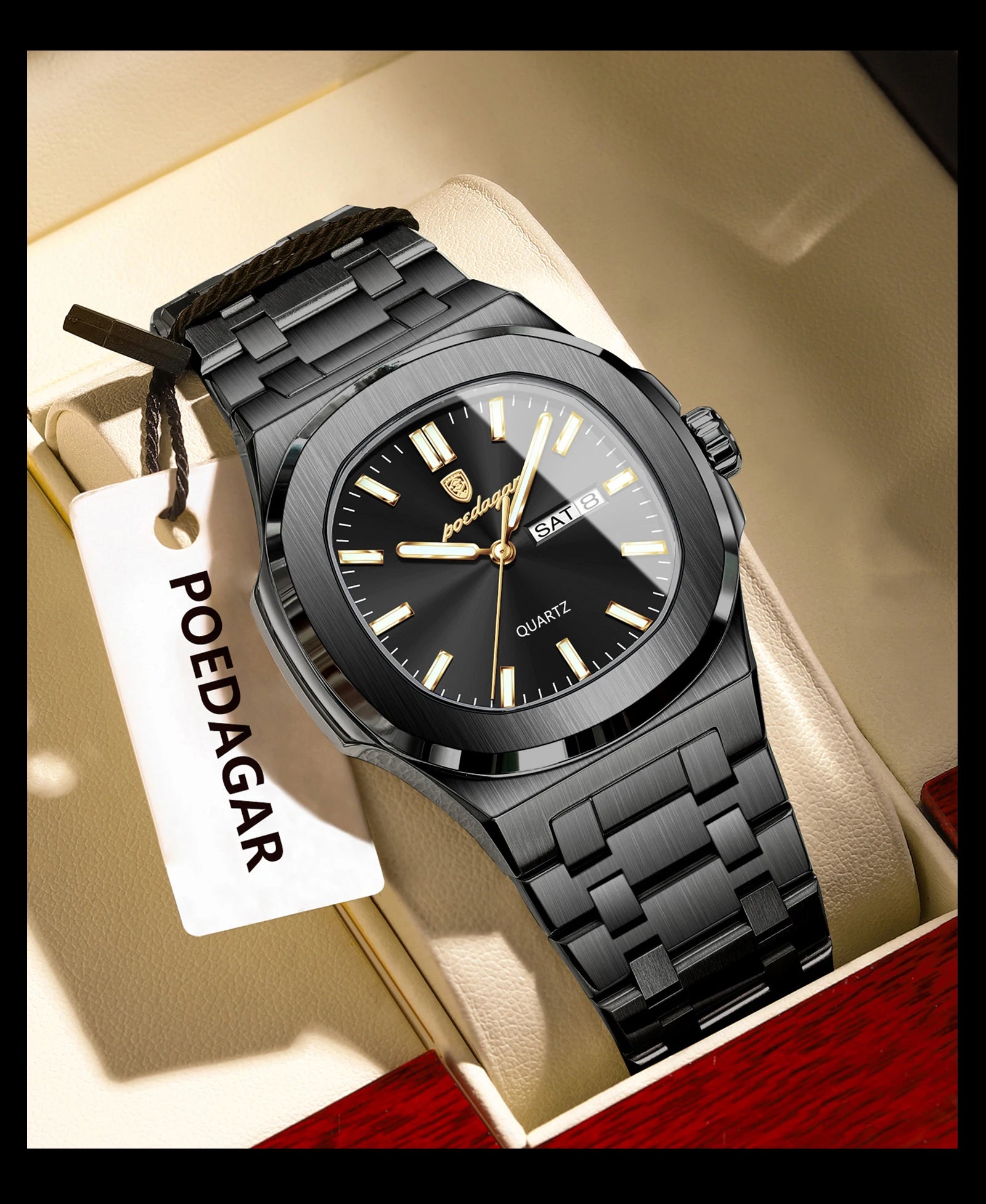 Voltex Classic Square Watch – Bold Design, Waterproof, Luminous