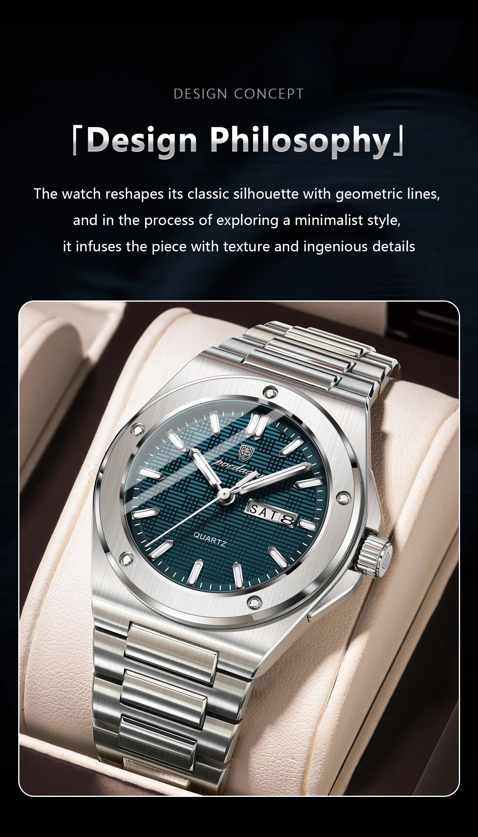 Voltex Elite Quartz Watch – Luxury Dial, Luminous, Waterproof