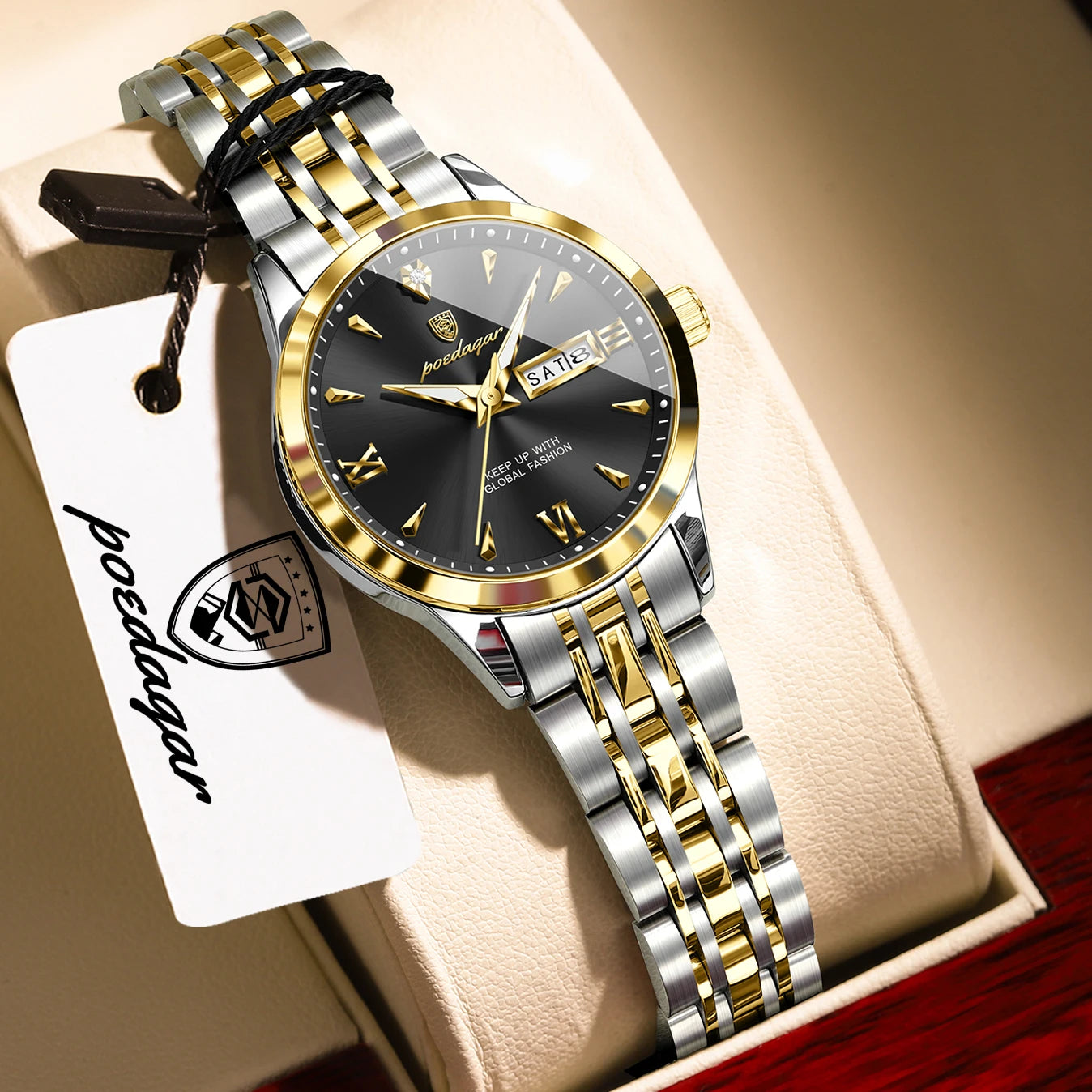 Voltex Lumière Ladies Watch – Date Display, Waterproof, Stainless Steel