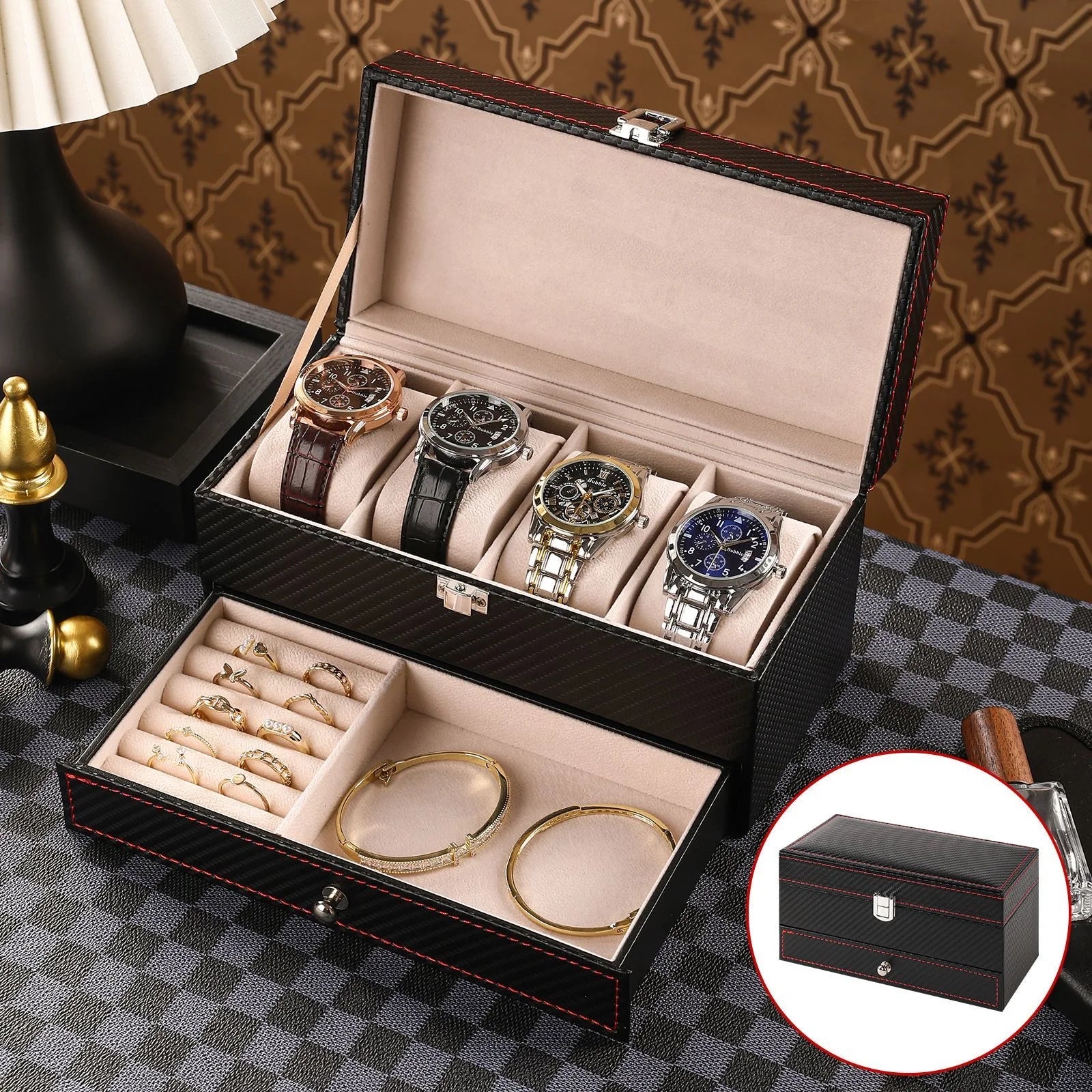 Voltex Leather Gift Box – 4-Slot Watch Storage Case