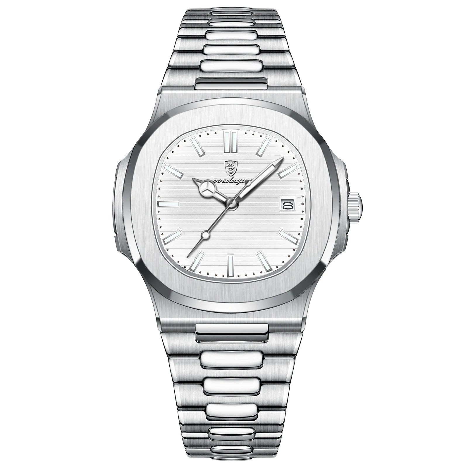Voltex Sport Square Watch – Stainless Steel, Waterproof, Date Display