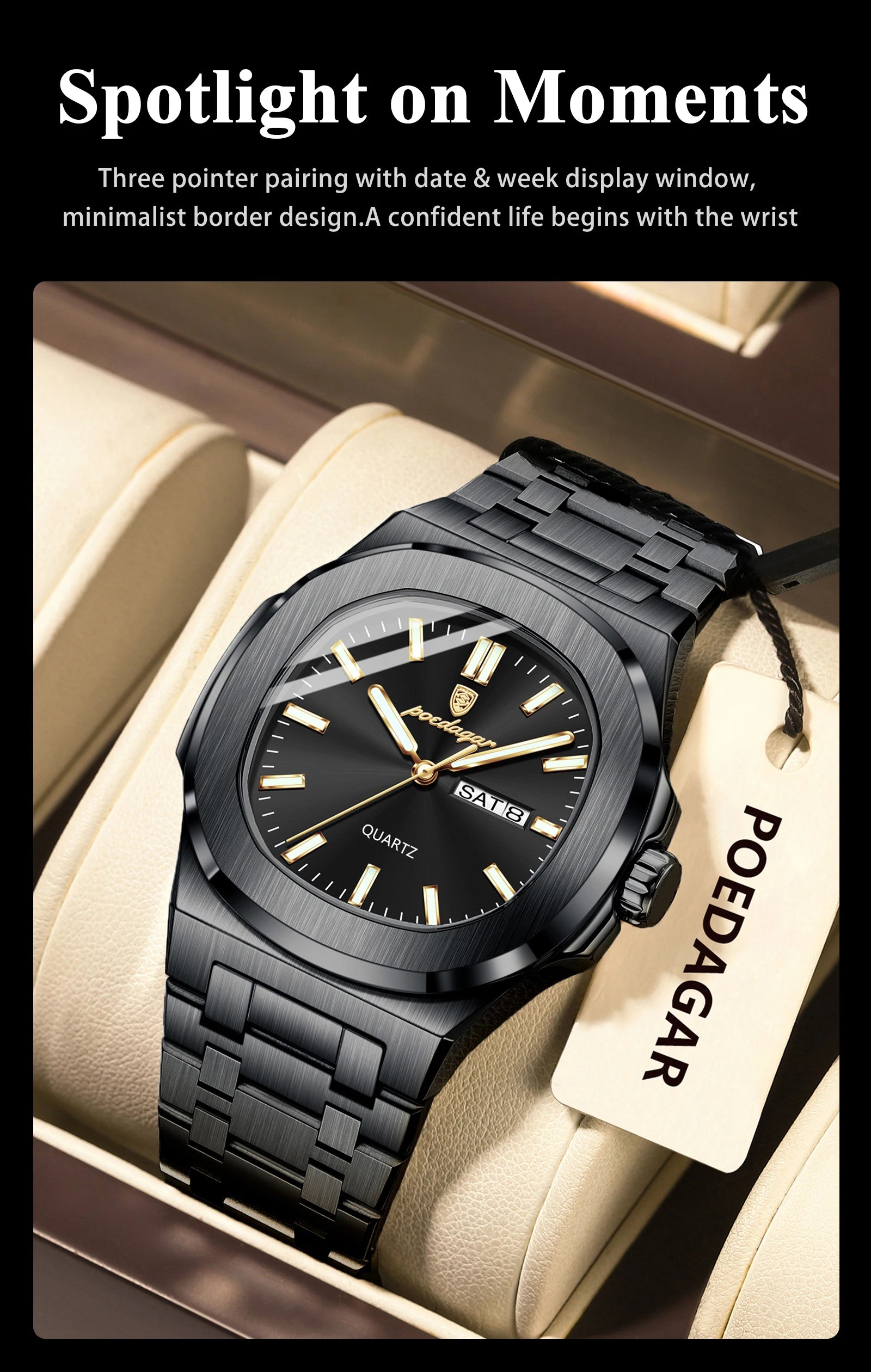 Voltex Classic Square Watch – Bold Design, Waterproof, Luminous