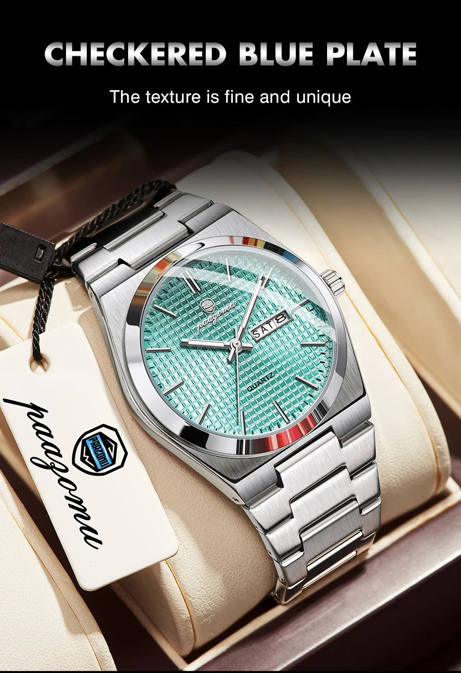 Voltex Classic Summer Watch - Stainless Steel - Textured Dial - Day Date Complication - By Paazomu