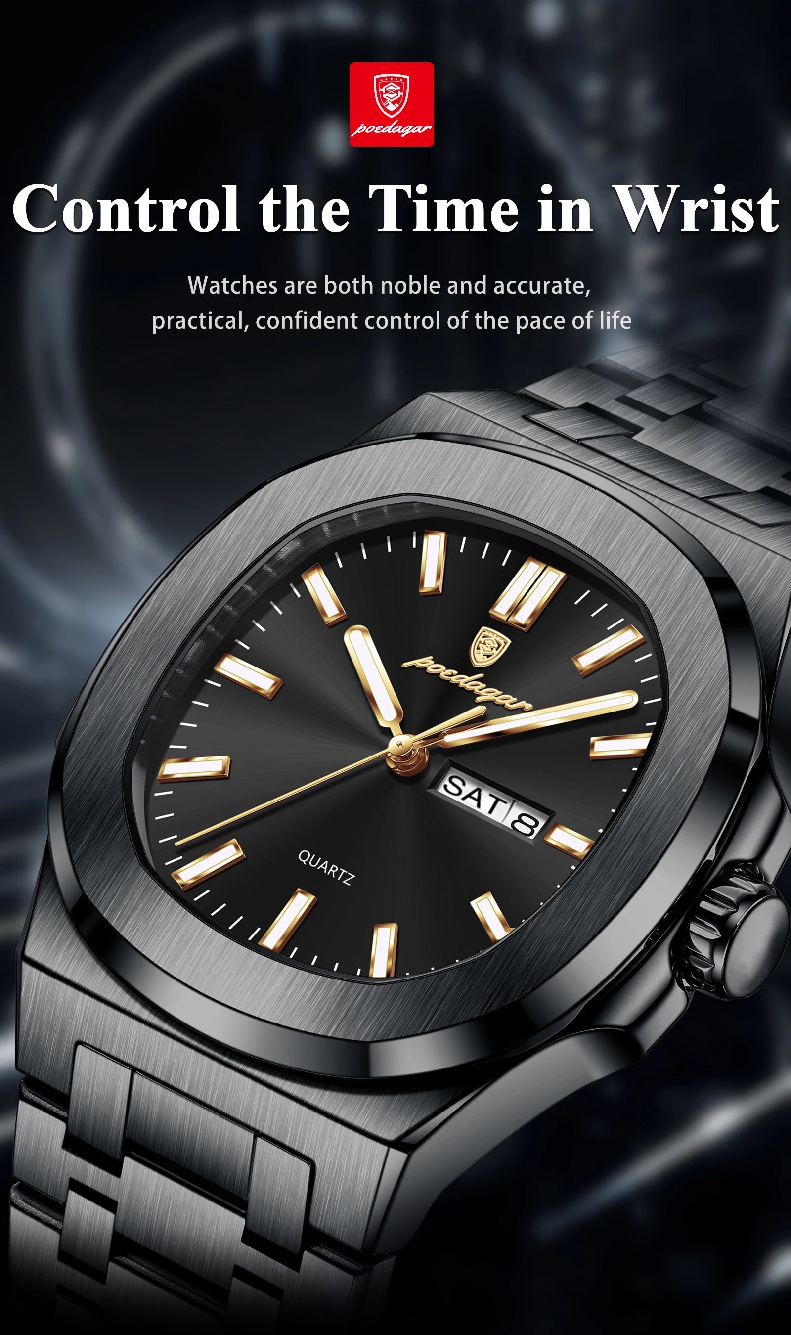 Voltex Classic Square Watch – Bold Design, Waterproof, Luminous