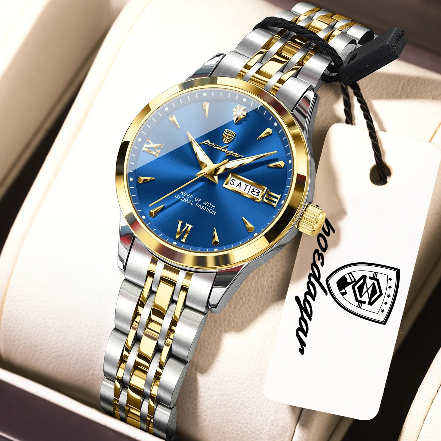 Voltex Lumière Ladies Watch – Date Display, Waterproof, Stainless Steel
