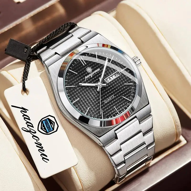 Voltex Classic Summer Watch - Stainless Steel - Textured Dial - Day Date Complication - By Paazomu
