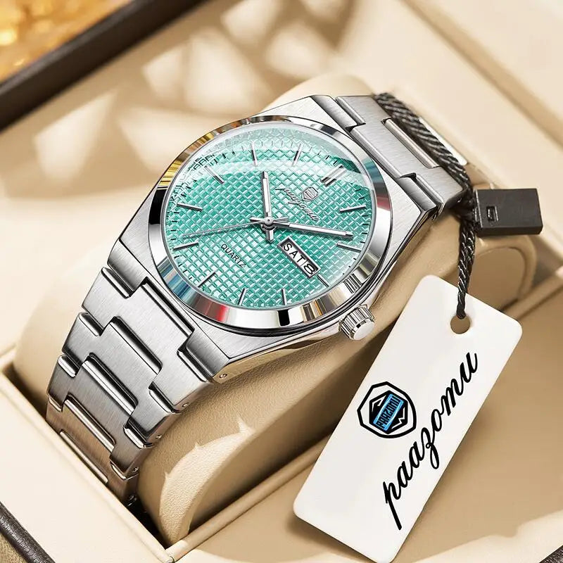 Voltex Classic Summer Watch - Stainless Steel - Textured Dial - Day Date Complication - By Paazomu