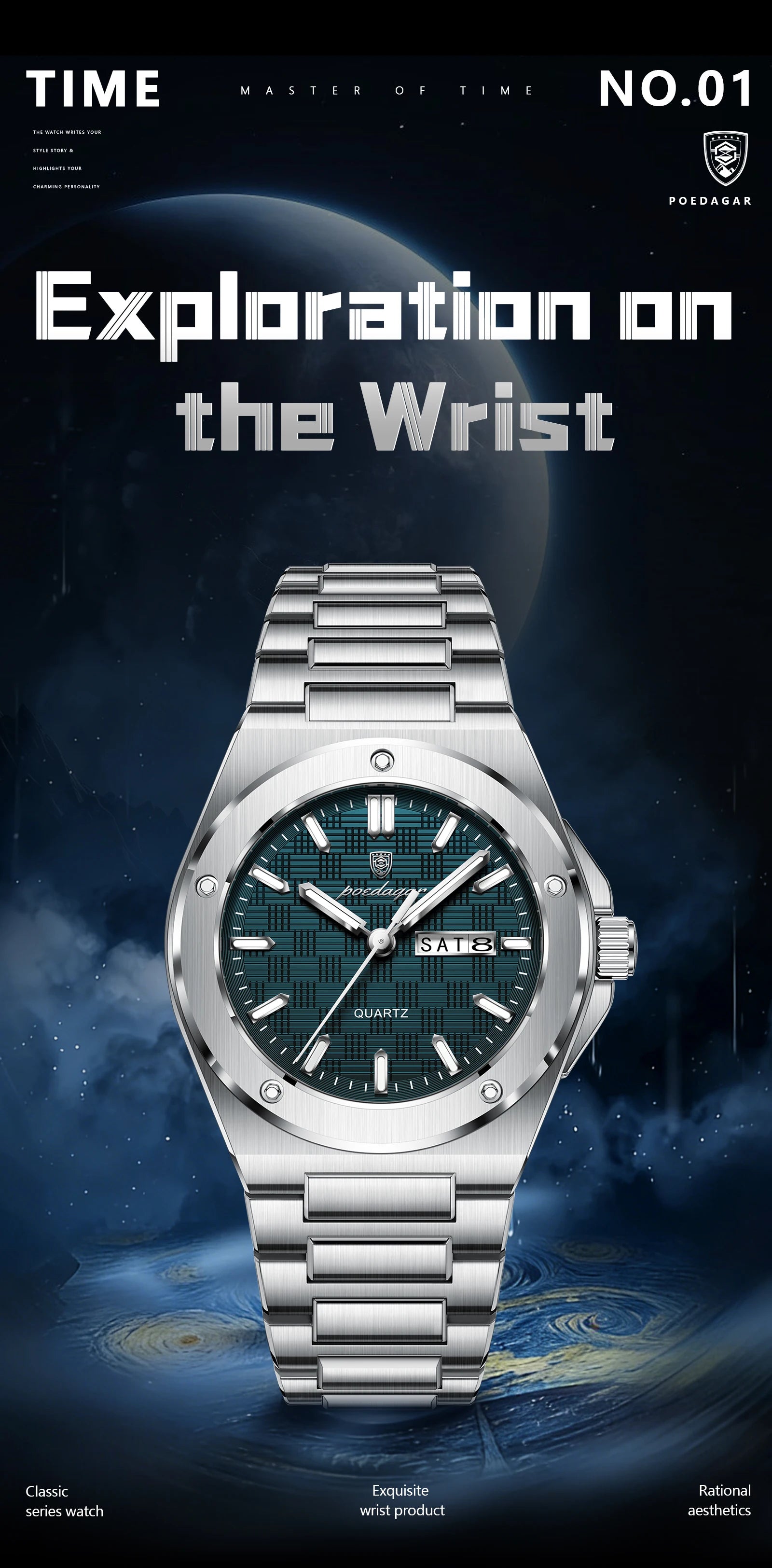 Voltex Elite Quartz Watch – Luxury Dial, Luminous, Waterproof