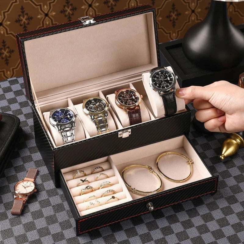 Voltex Leather Gift Box – 4-Slot Watch Storage Case