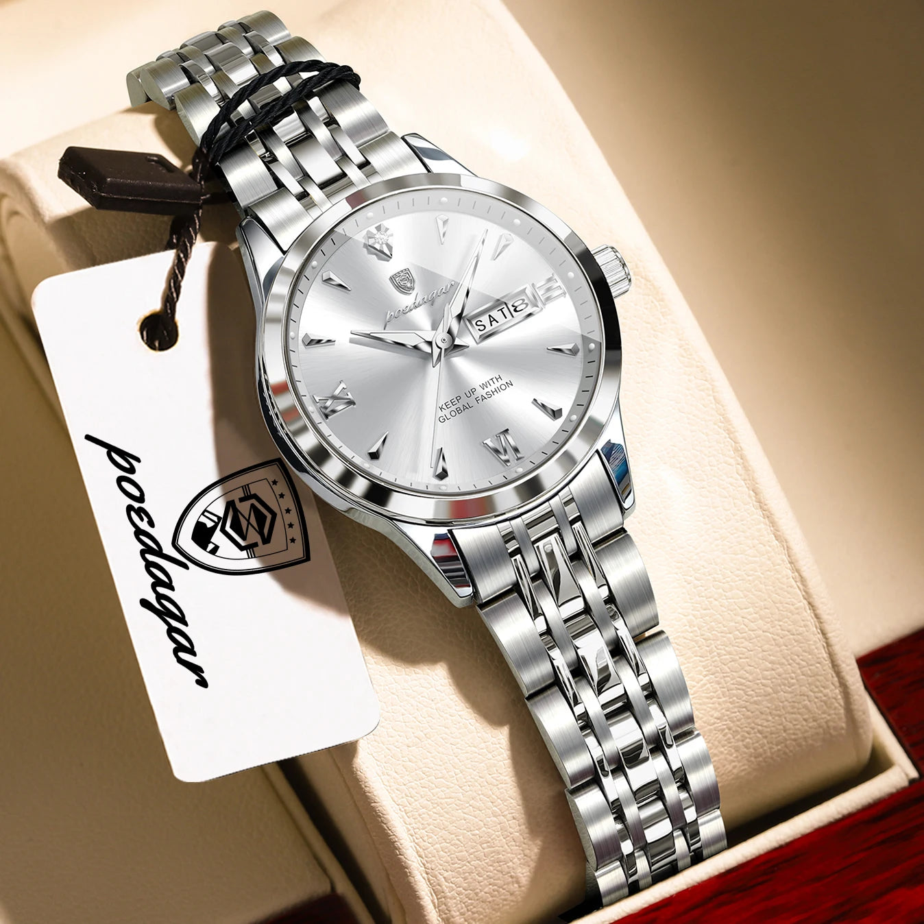 Voltex Lumière Ladies Watch – Date Display, Waterproof, Stainless Steel