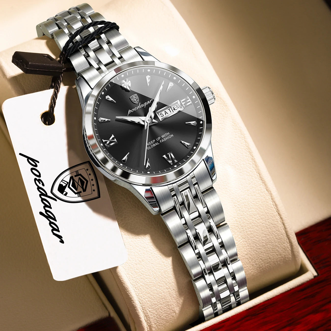 Voltex Lumière Ladies Watch – Date Display, Waterproof, Stainless Steel