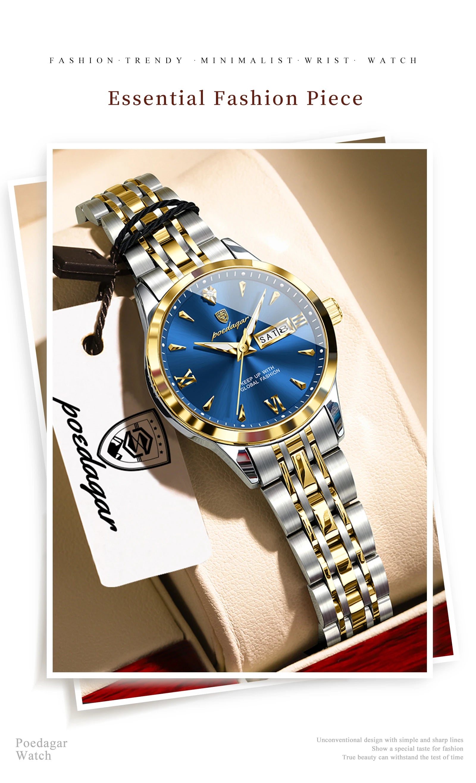Voltex Lumière Ladies Watch – Date Display, Waterproof, Stainless Steel