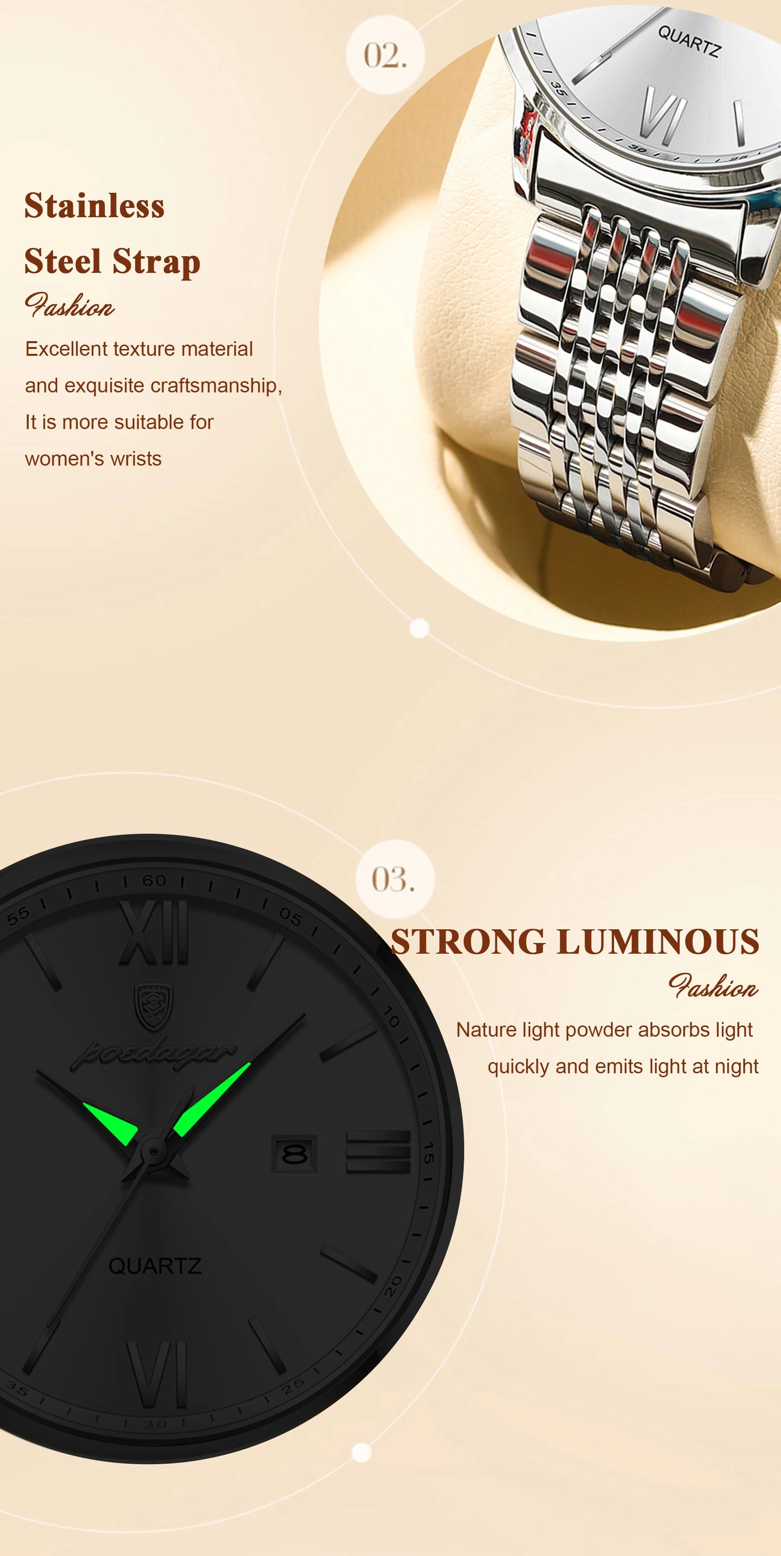 Voltex Finesse Ladies Watch – Slim Design, Luminous, Waterproof