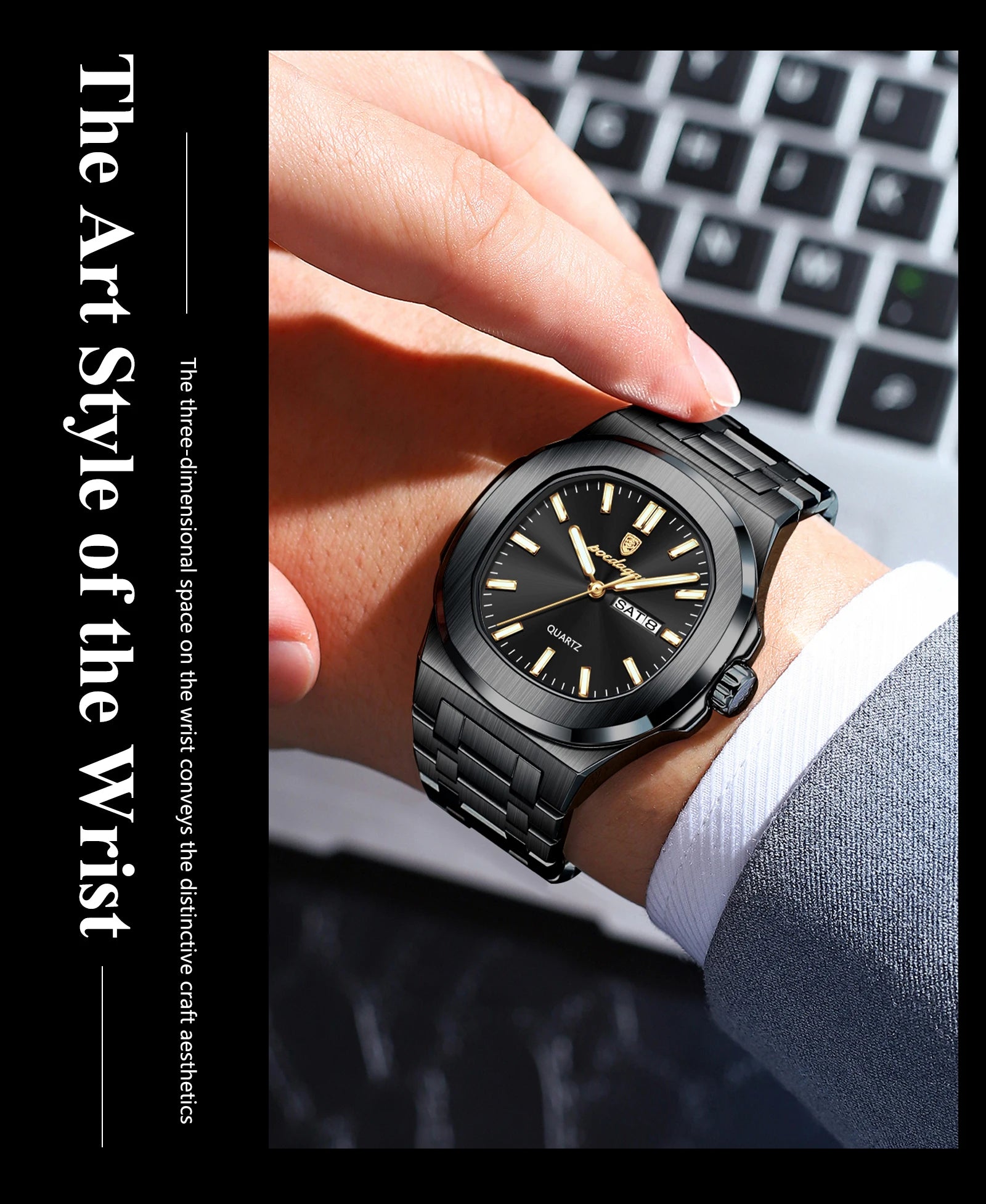 Voltex Classic Square Watch – Bold Design, Waterproof, Luminous