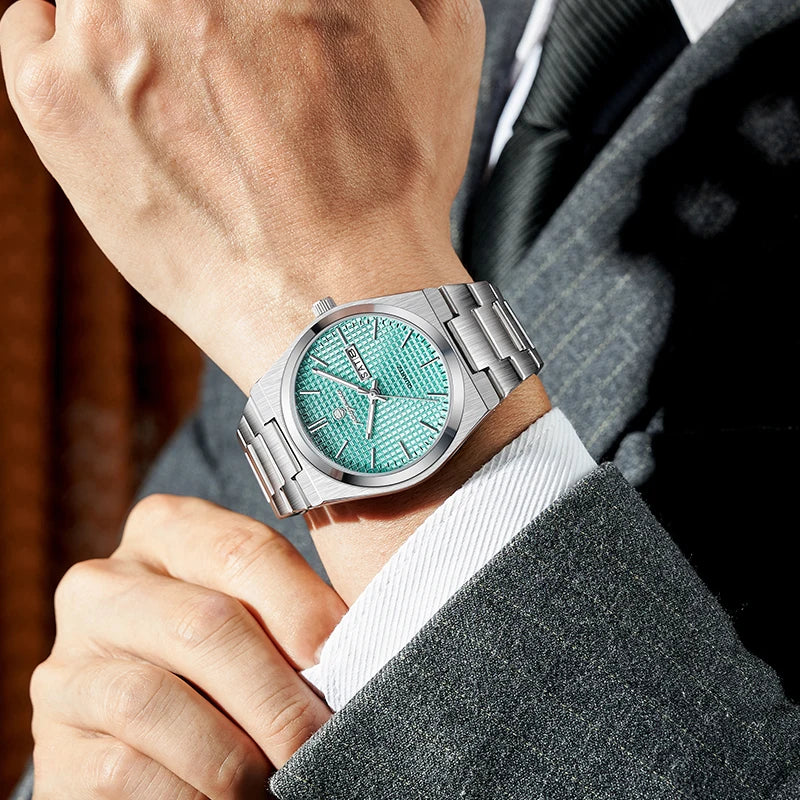 Voltex Classic Summer Watch - Stainless Steel - Textured Dial - Day Date Complication - By Paazomu