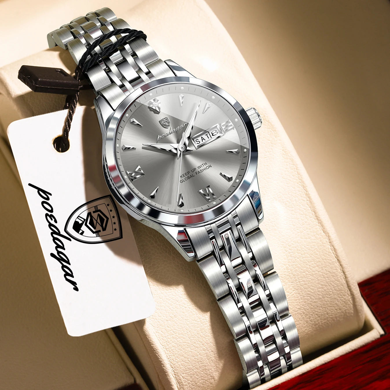 Voltex Lumière Ladies Watch – Date Display, Waterproof, Stainless Steel