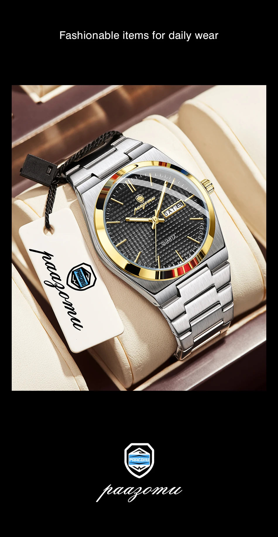 Voltex Classic Summer Watch - Stainless Steel - Textured Dial - Day Date Complication - By Paazomu