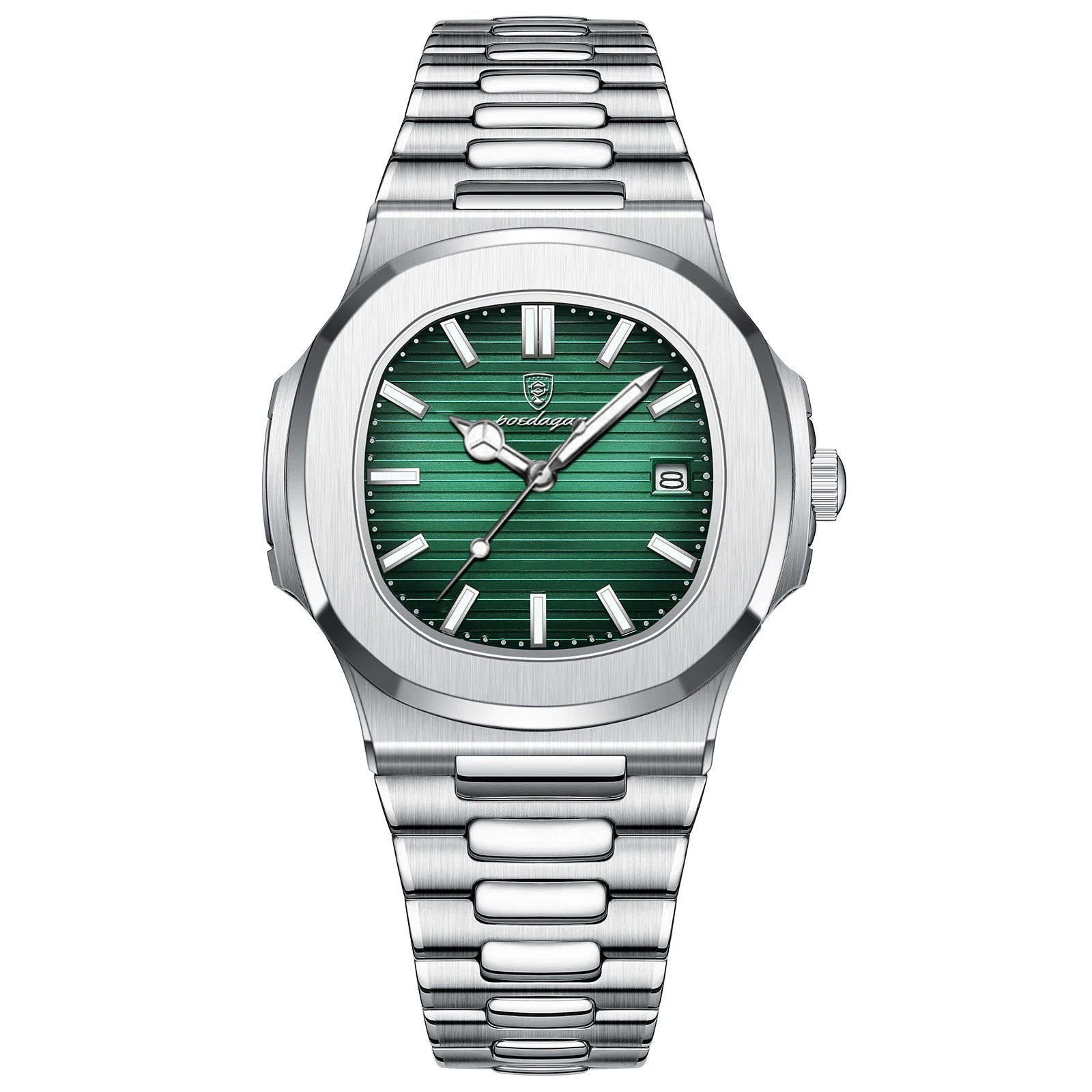 Voltex Sport Square Watch – Stainless Steel, Waterproof, Date Display
