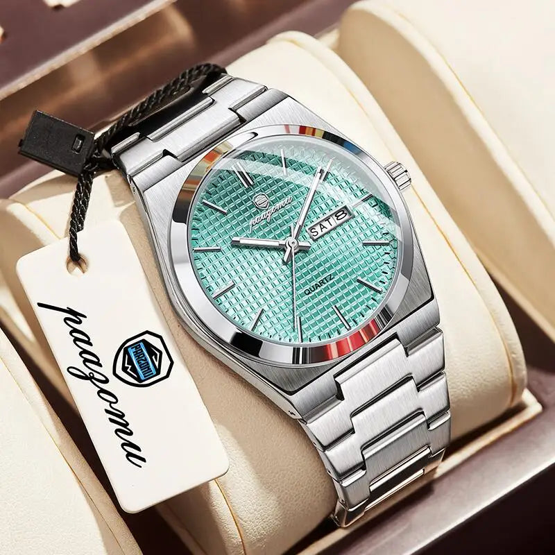 Voltex Classic Summer Watch - Stainless Steel - Textured Dial - Day Date Complication - By Paazomu
