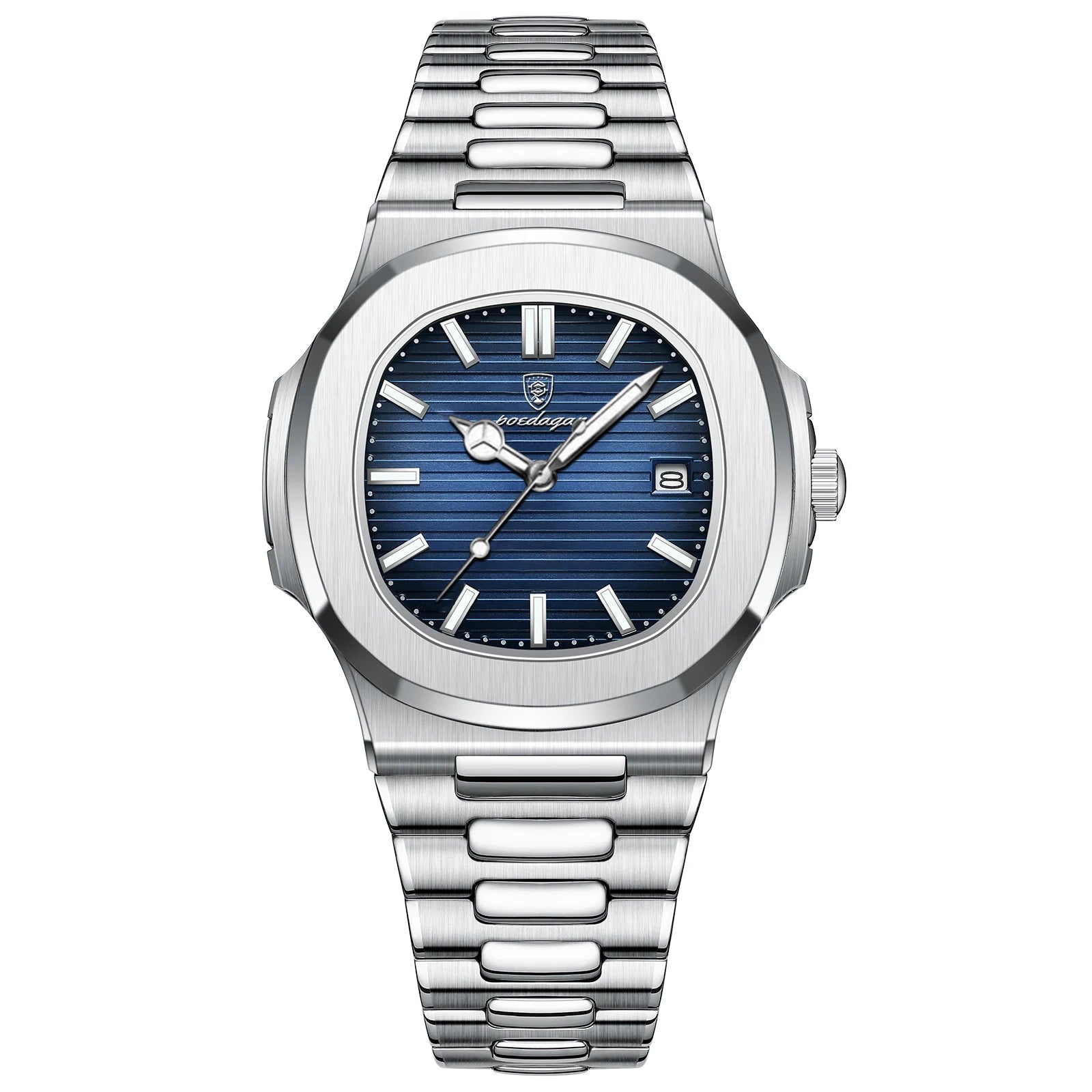 Voltex Sport Square Watch – Stainless Steel, Waterproof, Date Display