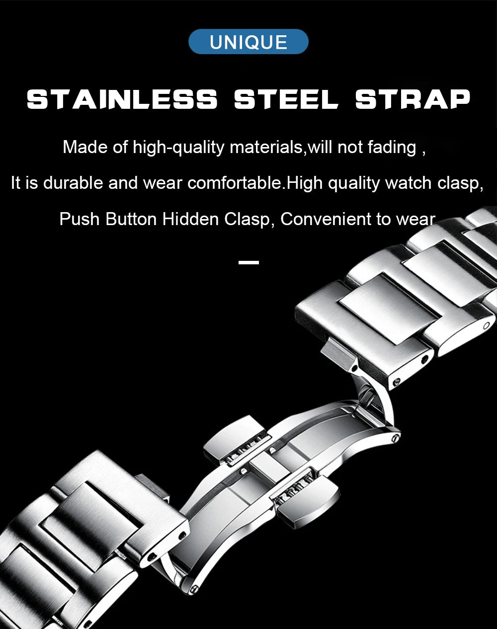 Voltex Sport Square Watch – Stainless Steel, Waterproof, Date Display