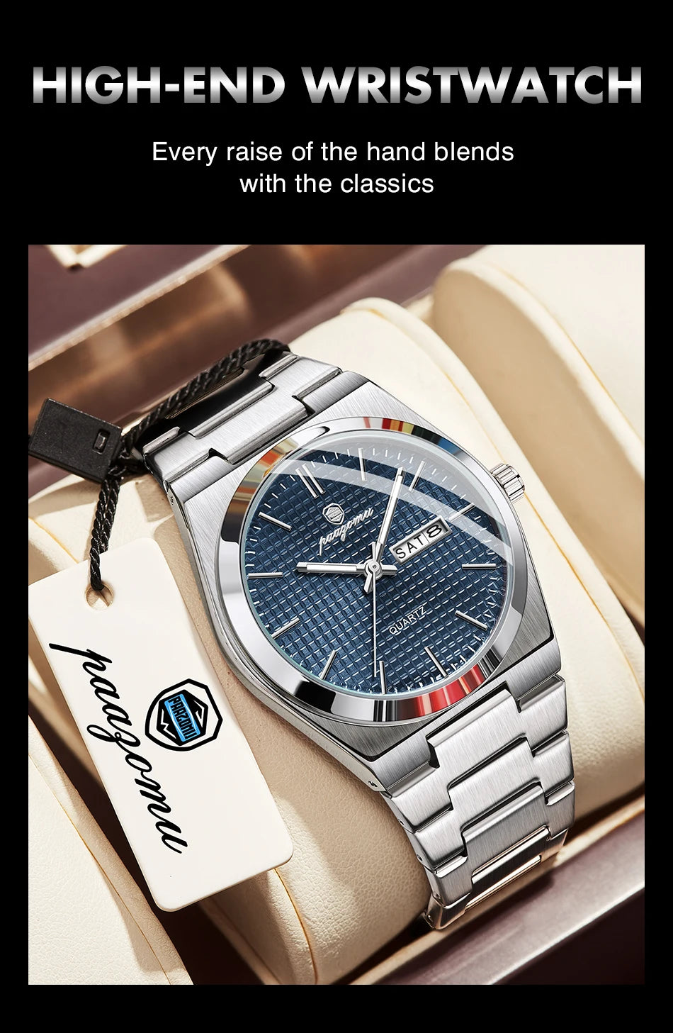 Voltex Classic Summer Watch - Stainless Steel - Textured Dial - Day Date Complication - By Paazomu