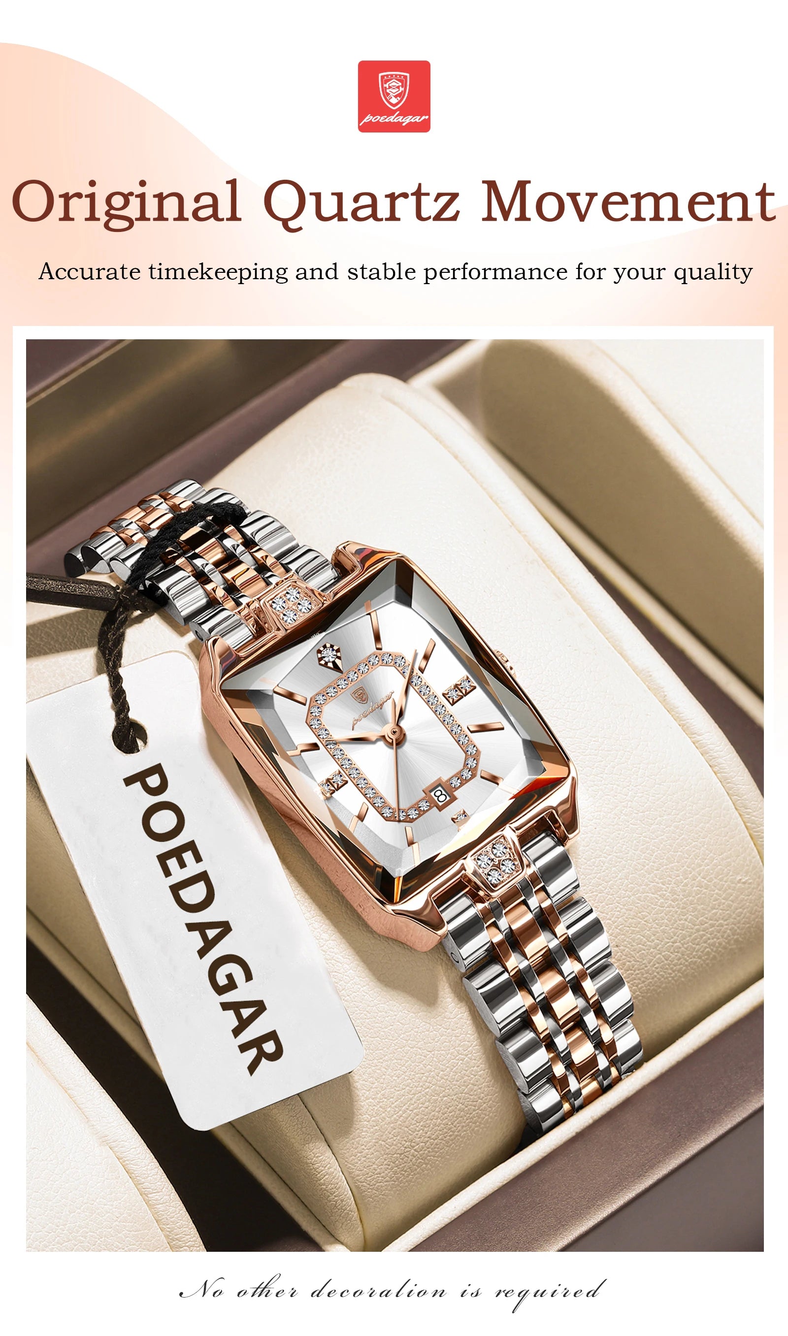 Voltex Élégance Ladies Watch – Date Display, Waterproof, Quartz