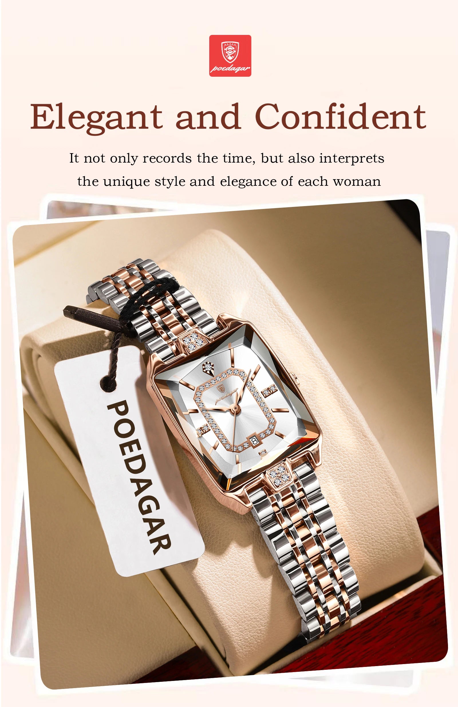 Voltex Élégance Ladies Watch – Date Display, Waterproof, Quartz