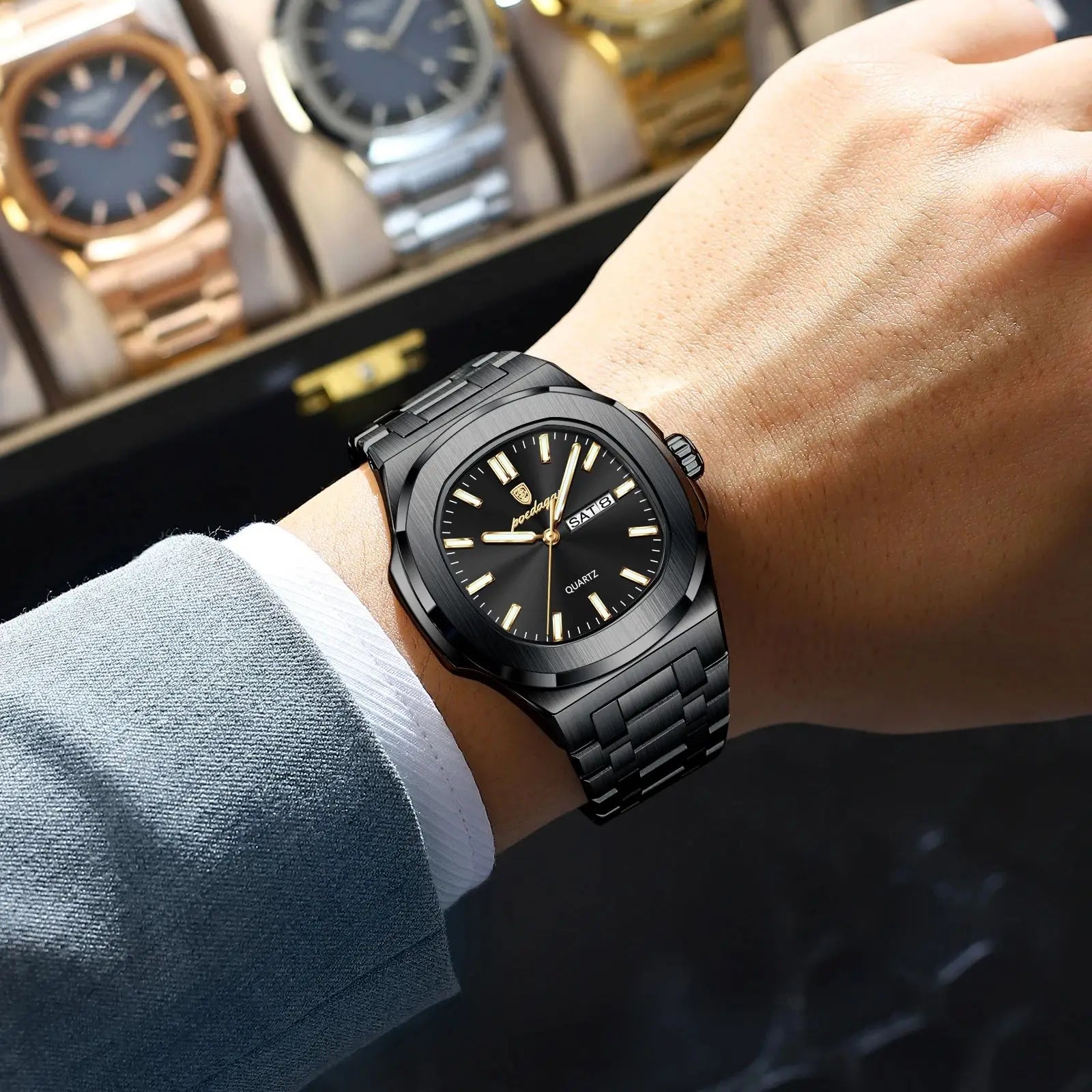 Voltex Classic Square Watch – Bold Design, Waterproof, Luminous