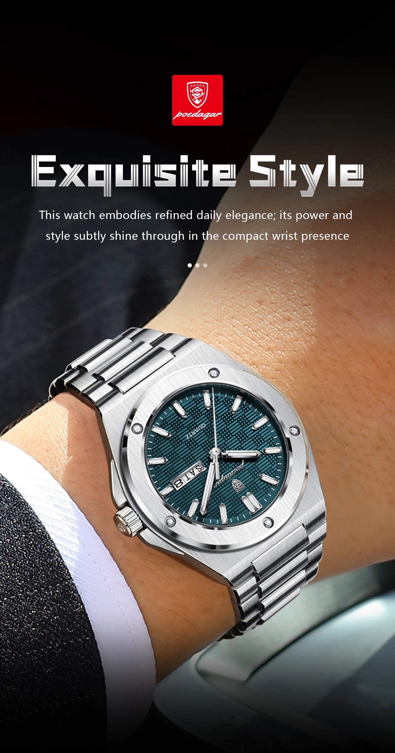 Voltex Elite Quartz Watch – Luxury Dial, Luminous, Waterproof