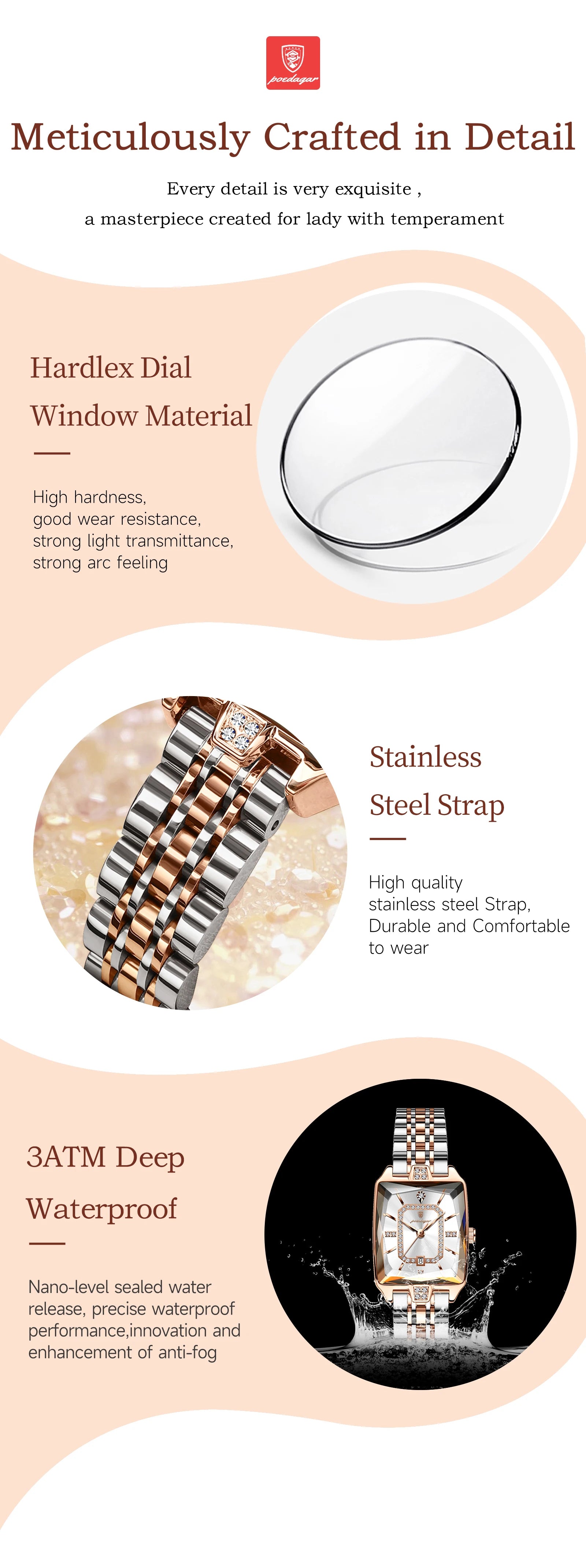 Voltex Élégance Ladies Watch – Date Display, Waterproof, Quartz