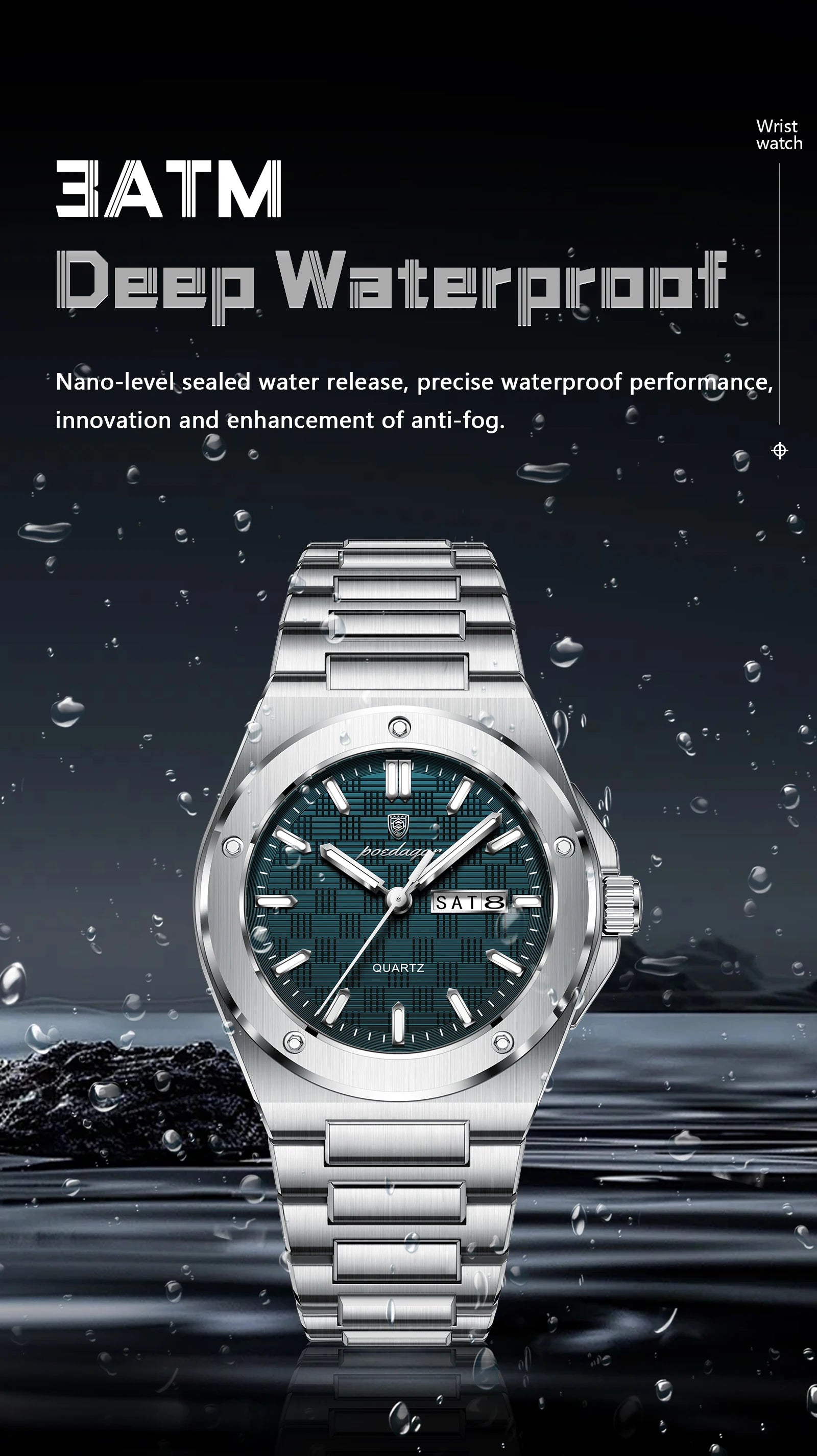 Voltex Elite Quartz Watch – Luxury Dial, Luminous, Waterproof