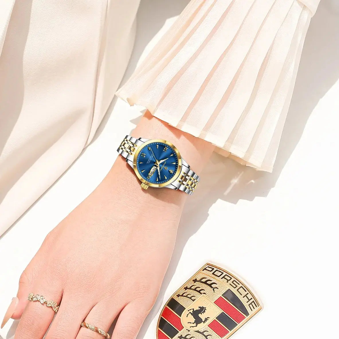 Voltex Lumière Ladies Watch – Date Display, Waterproof, Stainless Steel