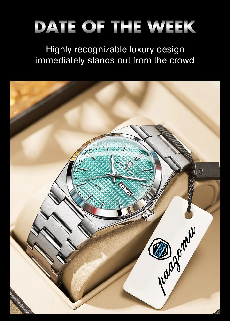 Voltex Classic Summer Watch - Stainless Steel - Textured Dial - Day Date Complication - By Paazomu