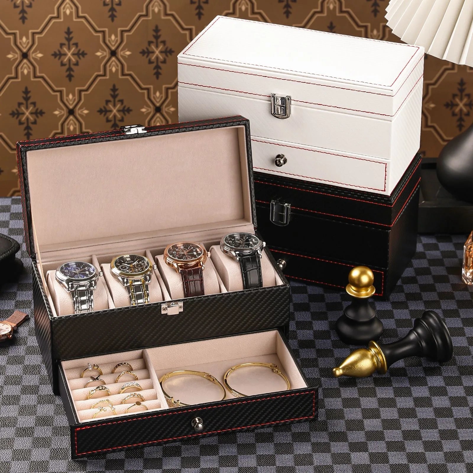 Voltex Leather Gift Box – 4-Slot Watch Storage Case