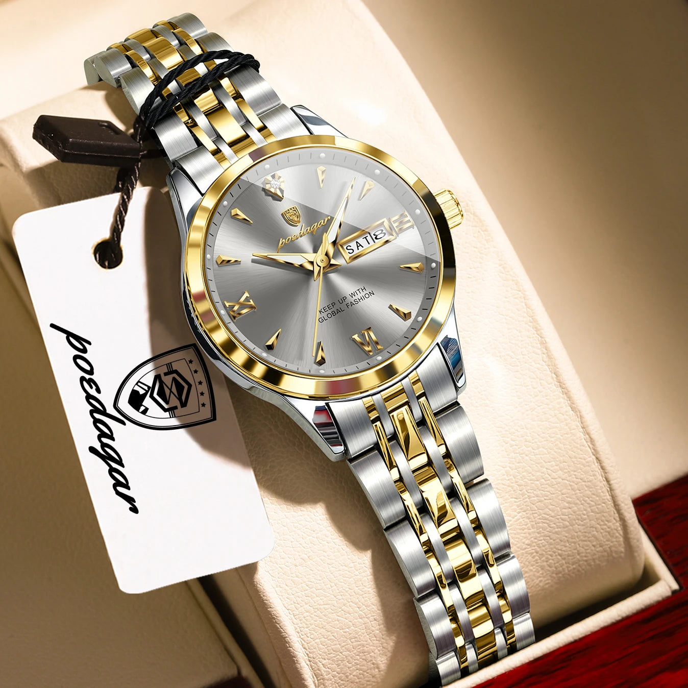 Voltex Lumière Ladies Watch – Date Display, Waterproof, Stainless Steel
