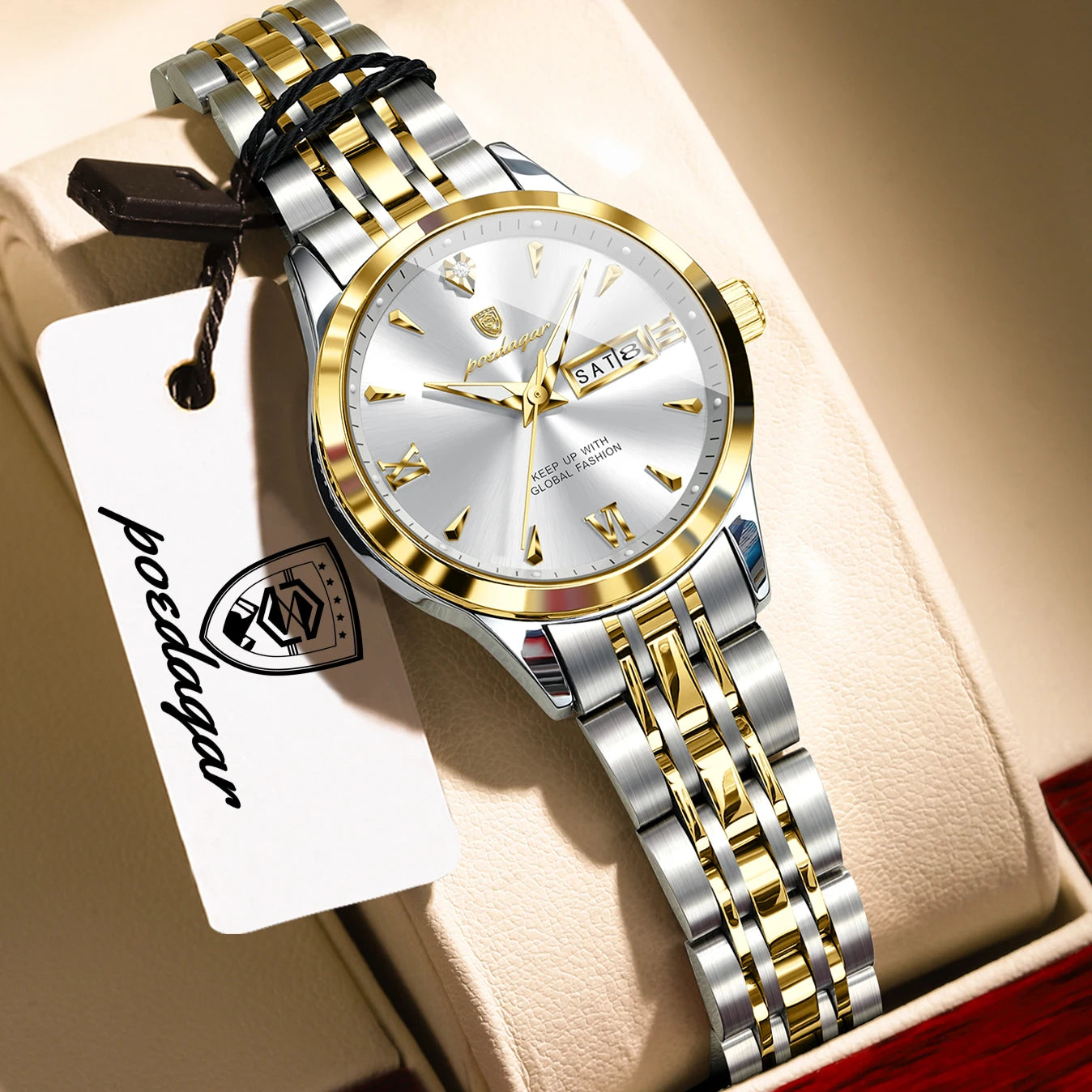 Voltex Lumière Ladies Watch – Date Display, Waterproof, Stainless Steel